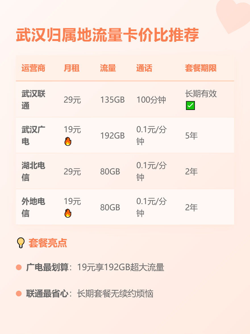 2025年7月武汉归属地流量卡真实测评：29元135G还是19元192G？