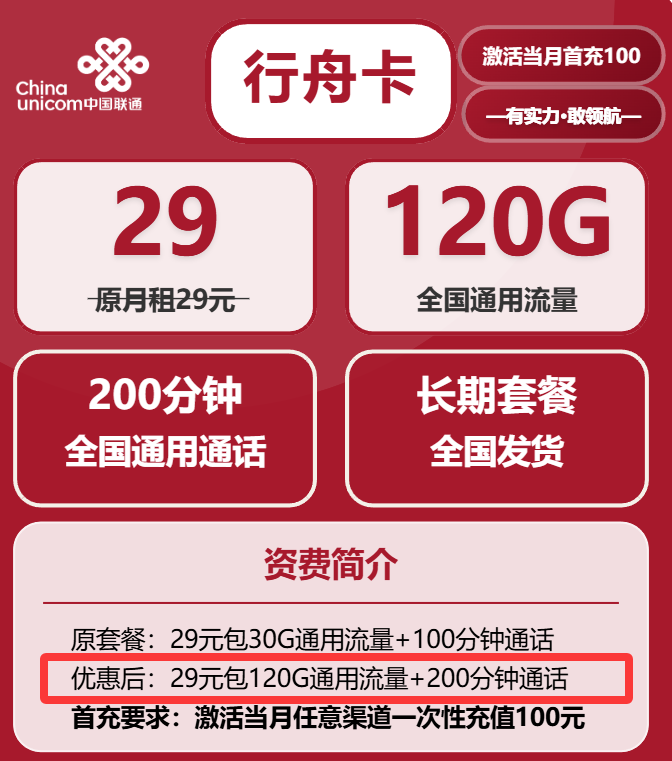 中国联通29元流量卡